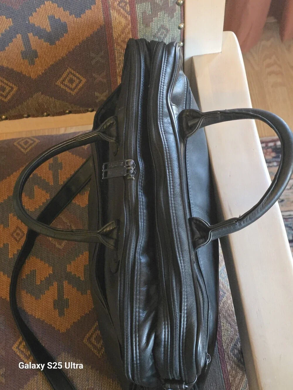 Vintage Genuine Leather Executive Briefcase / Laptop Bag - Black